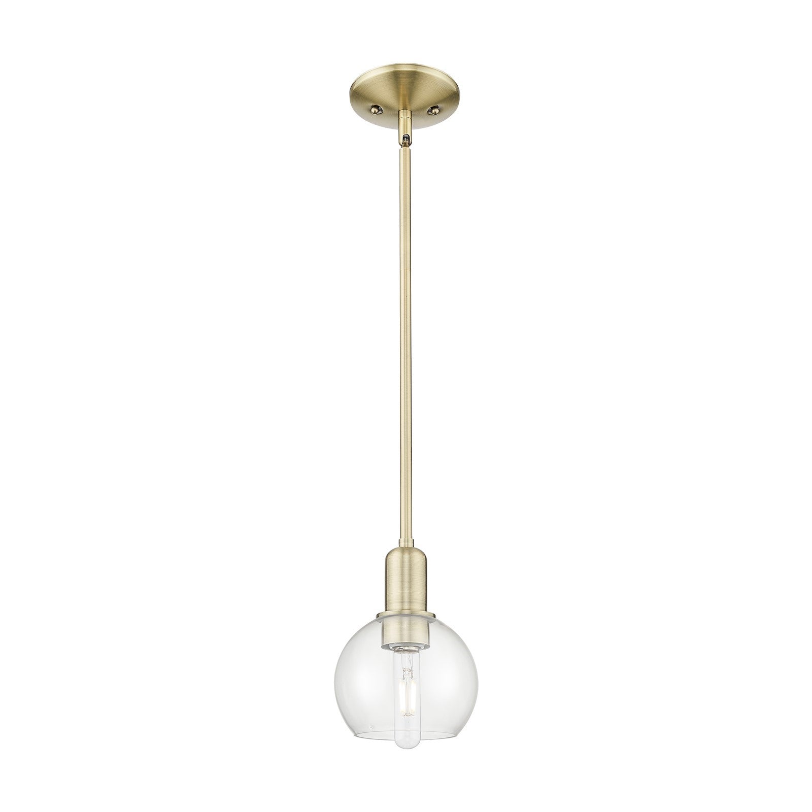 Innovations Athens 6in 1-Light Mini Pendant | Industrial Antique Brass Steel and Clear Glass | Kitchen Island & Dining Room | Model 716-1S-AB-G122-6
