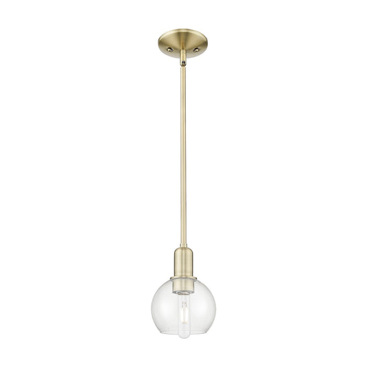 Innovations Athens 6in 1-Light Mini Pendant | Industrial Antique Brass Steel and Clear Glass | Kitchen Island & Dining Room | Model 716-1S-AB-G122-6