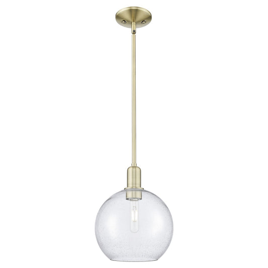 Innovations Athens 10in 1-Light Mini Pendant | Industrial Antique Brass Steel and Seedy Glass | Kitchen Island & Dining Room | Model 716-1S-AB-G124-10