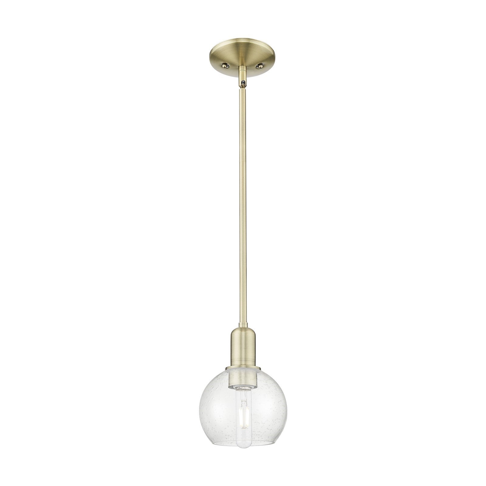 Innovations Athens 6in 1-Light Mini Pendant | Industrial Antique Brass Steel and Seedy Glass | Kitchen Island & Dining Room | Model 716-1S-AB-G124-6