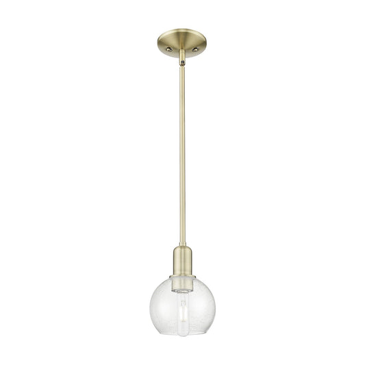 Innovations Athens 6in 1-Light Mini Pendant | Industrial Antique Brass Steel and Seedy Glass | Kitchen Island & Dining Room | Model 716-1S-AB-G124-6