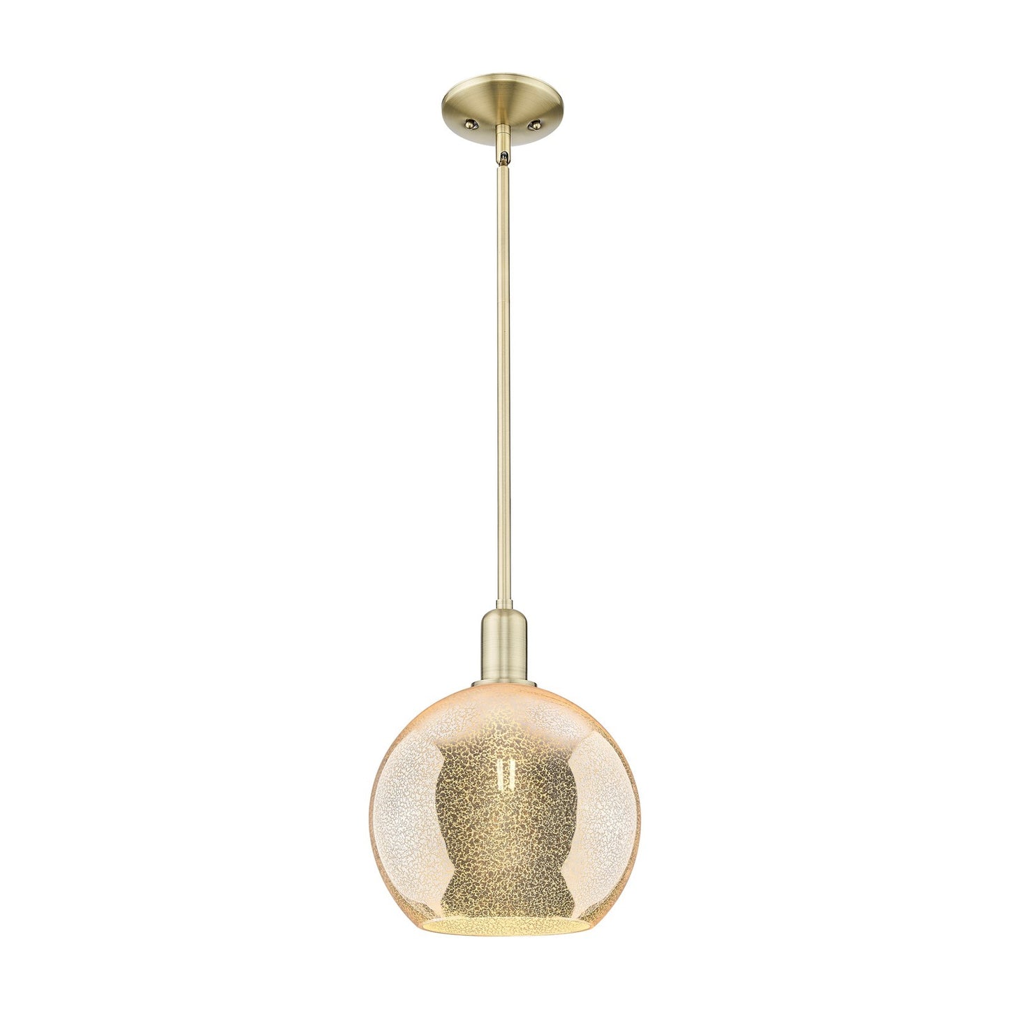 Innovations Athens 10in 1-Light Mini Pendant | Industrial Antique Brass and Mercury Glass | Kitchen Island & Dining Room | 10 x | Model 716-1S-AB-G128-10