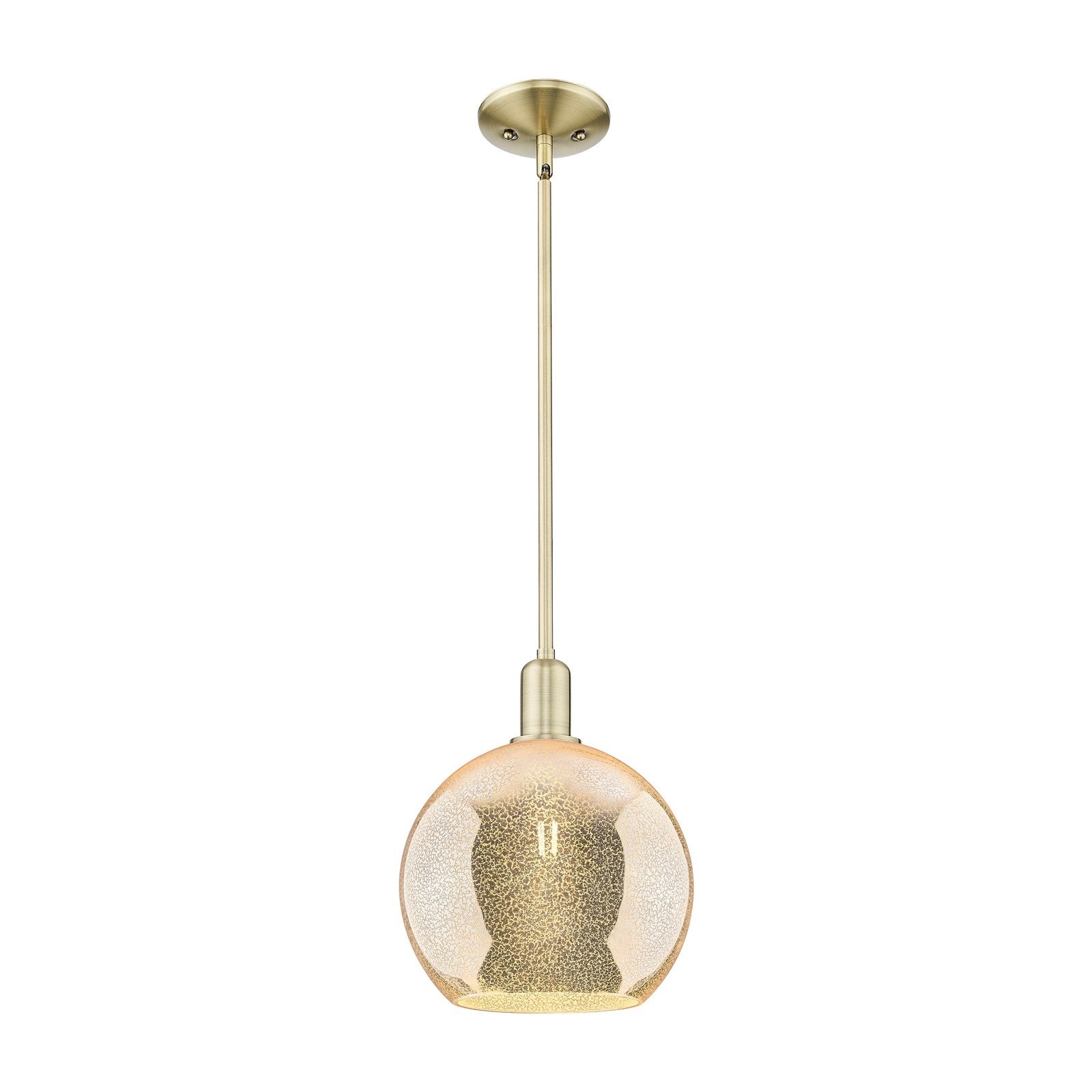Innovations Athens 10in 1-Light Mini Pendant | Industrial Antique Brass and Mercury Glass | Kitchen Island & Dining Room | 10 x | Model 716-1S-AB-G128-10