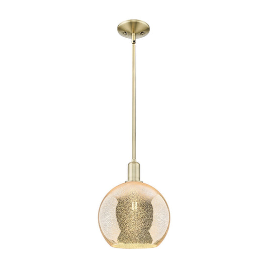 Innovations Athens 10in 1-Light Mini Pendant | Industrial Antique Brass and Mercury Glass | Kitchen Island & Dining Room | 10 x | Model 716-1S-AB-G128-10