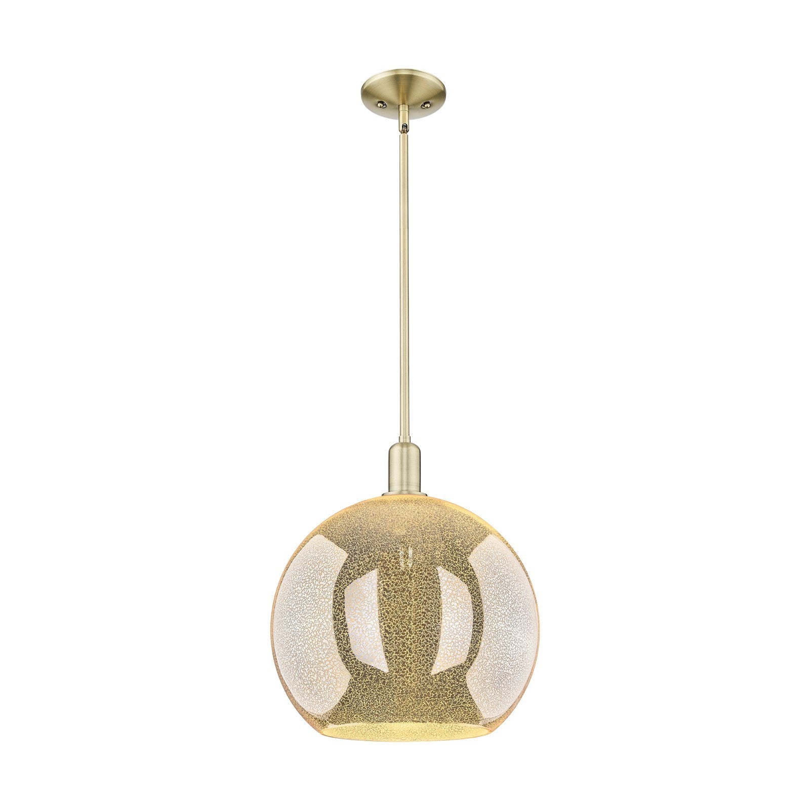Innovations Athens 14in 1-Light Mini Pendant | Industrial Antique Brass Steel and Mercury Glass | Kitchen Island & Dining Room | Model 716-1S-AB-G128-14