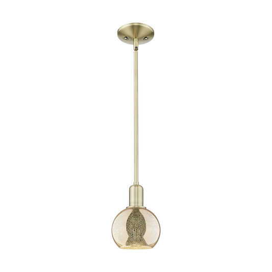 Innovations Athens 6in 1-Light Mini Pendant | Industrial Antique Brass Steel and Mercury Glass | Kitchen Island & Dining Room | Model 716-1S-AB-G128-6