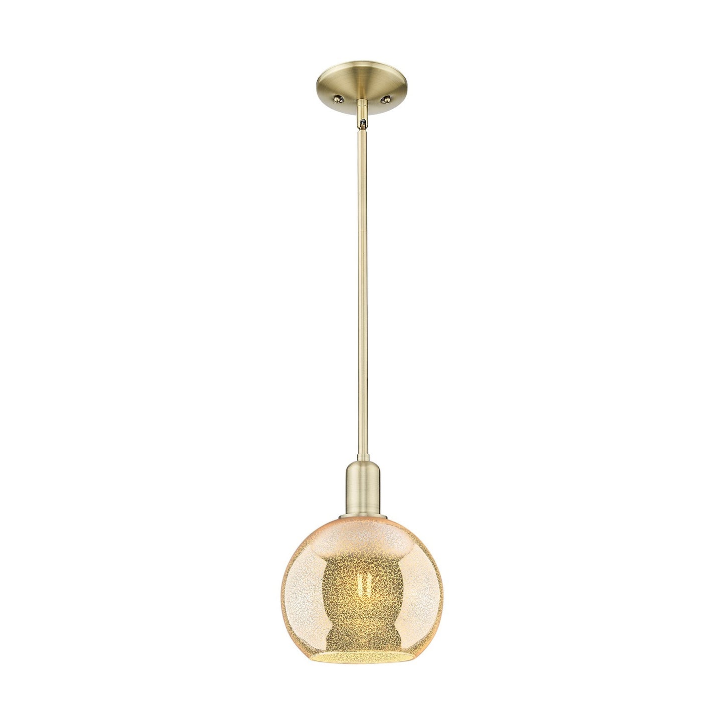 Innovations Athens 8in 1-Light Mini Pendant | Industrial Antique Brass Steel and Mercury Glass | Kitchen Island & Dining Room | 8 | Model 716-1S-AB-G128-8