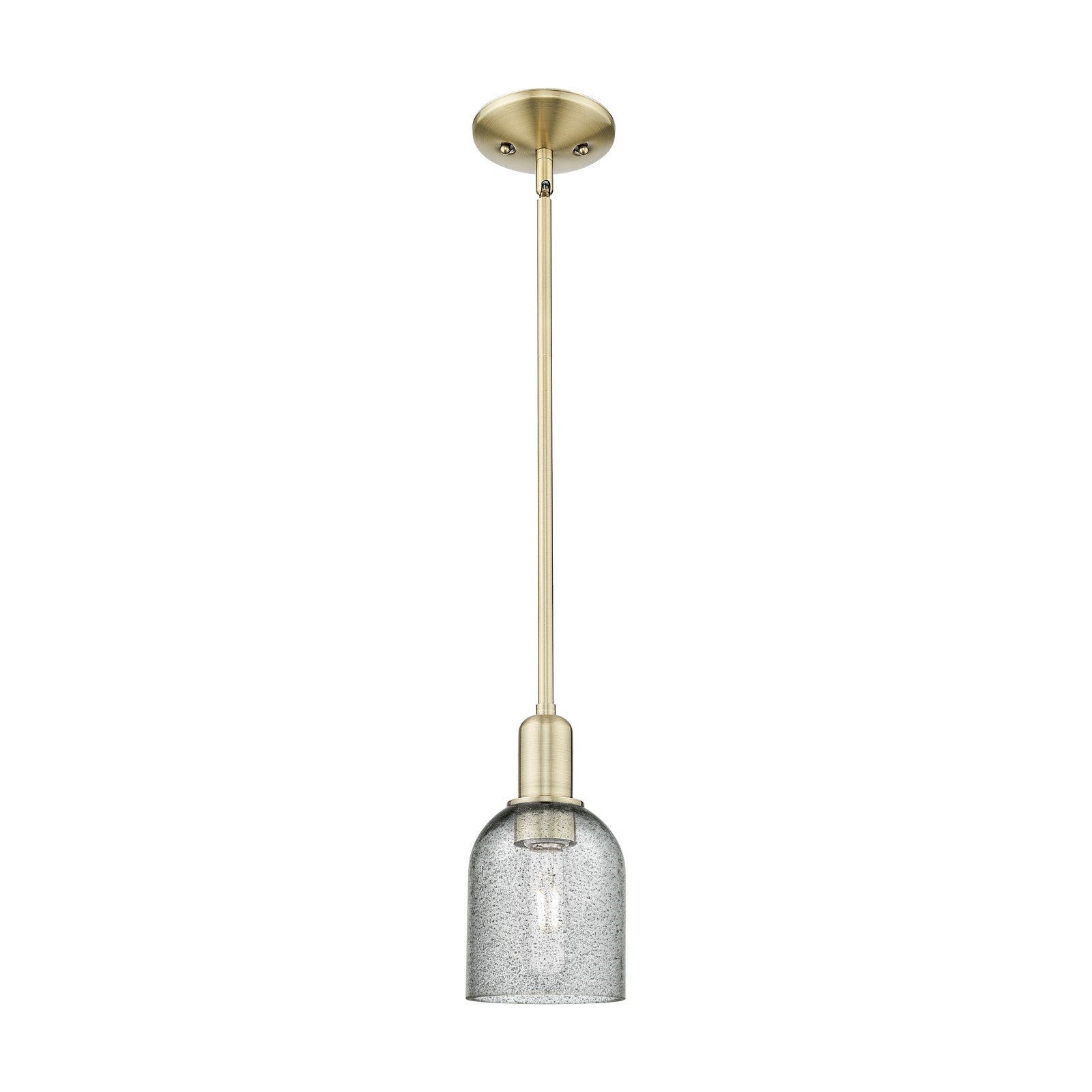 Innovations Caledonia 5in 1-Light Mini Pendant | Industrial Antique Brass and Charcoal Glass | Kitchen Island & Dining Room | 5 x 5 | Model 716-1S-AB-G257