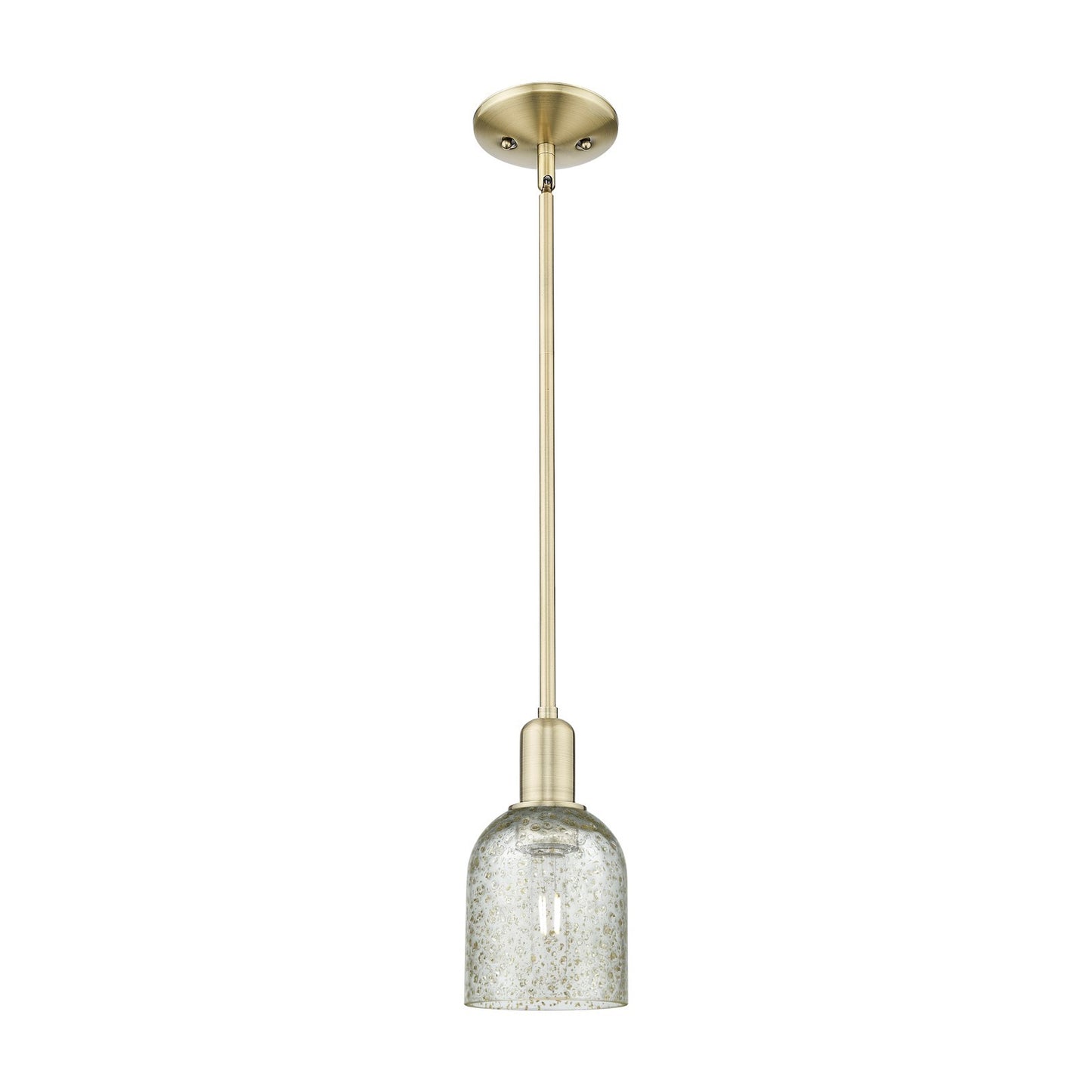 Innovations Caledonia 5in 1-Light Mini Pendant | Industrial Antique Brass and Mica Glass | Kitchen Island & Dining Room | 5 x 5 x | Model 716-1S-AB-G259