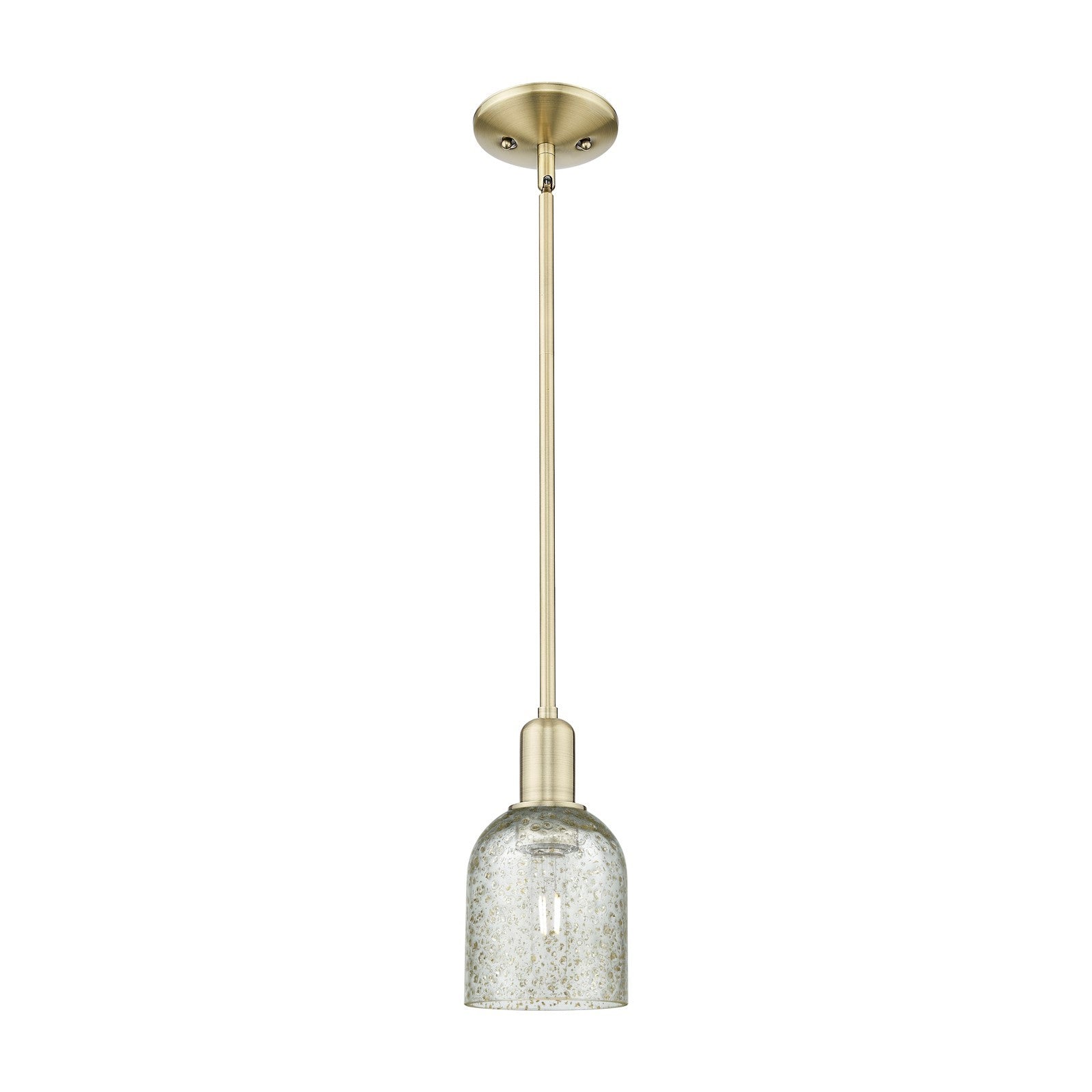 Innovations Caledonia 5in 1-Light Mini Pendant | Industrial Antique Brass and Mica Glass | Kitchen Island & Dining Room | 5 x 5 x | Model 716-1S-AB-G259