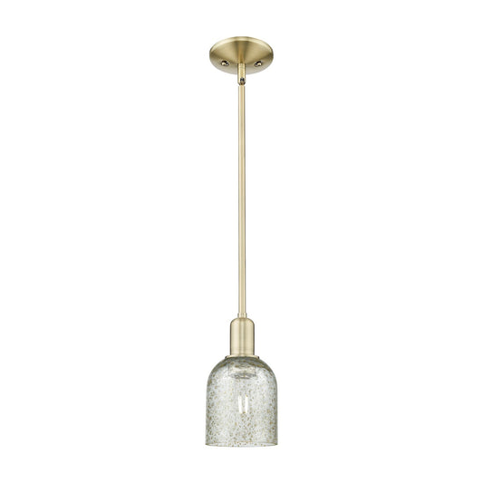 Innovations Caledonia 5in 1-Light Mini Pendant | Industrial Antique Brass and Mica Glass | Kitchen Island & Dining Room | 5 x 5 x | Model 716-1S-AB-G259