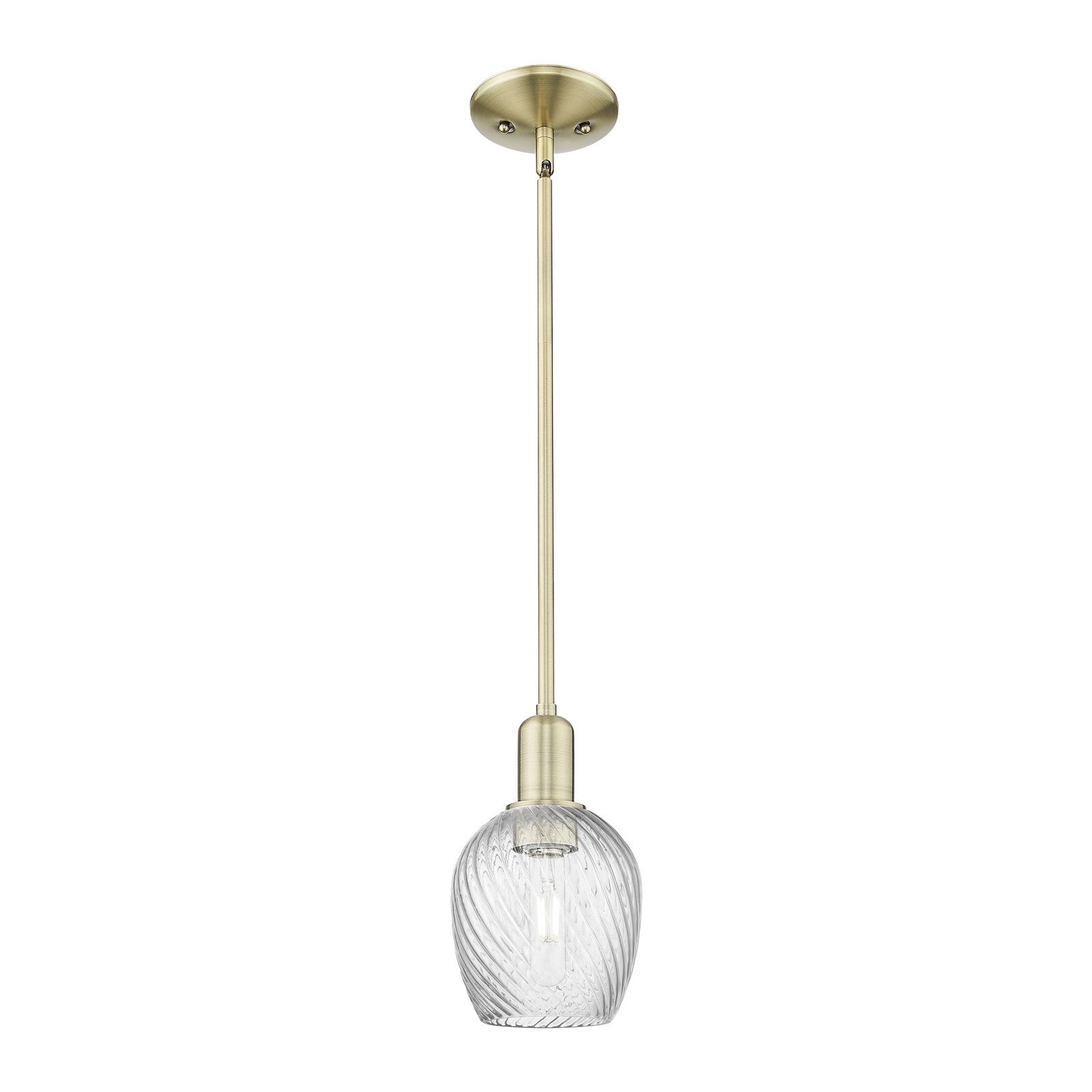 Innovations Salina 1-Light Mini Pendant | Industrial Antique Brass Steel and Clear Spiral Fluted Glass | Kitchen Island & Dining | Model 716-1S-AB-G292