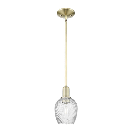 Innovations Salina 1-Light Mini Pendant | Industrial Antique Brass Steel and Clear Spiral Fluted Glass | Kitchen Island & Dining | Model 716-1S-AB-G292
