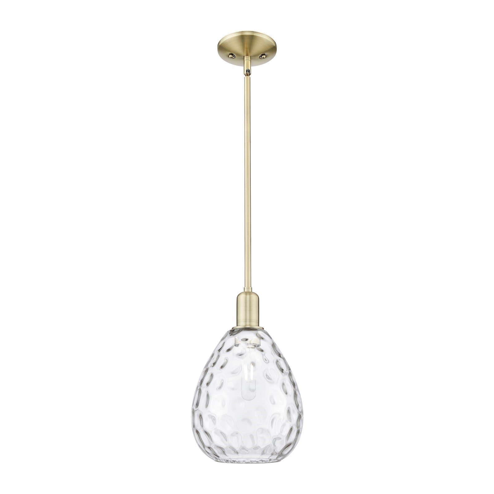 Innovations Waverly 8in 1-Light Mini Pendant | Industrial Antique Brass and Clear Glass | Kitchen Island & Dining Room | Damp Rated | Model 716-1S-AB-G372