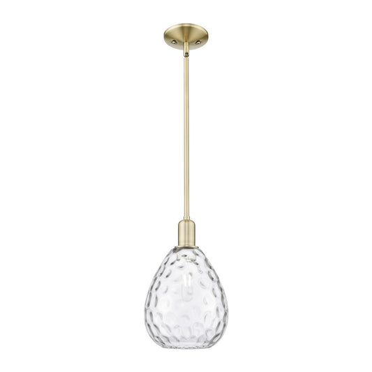 Innovations Waverly 8in 1-Light Mini Pendant | Industrial Antique Brass and Clear Glass | Kitchen Island & Dining Room | Damp Rated | Model 716-1S-AB-G372