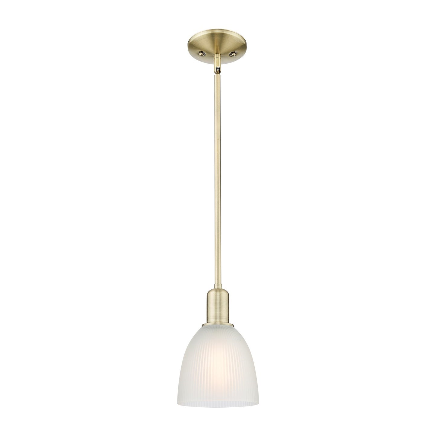 Innovations Castile 6in 1-Light Mini Pendant | Industrial Antique Brass Steel and White Glass | Kitchen Island & Dining Room | 6 x | Model 716-1S-AB-G381