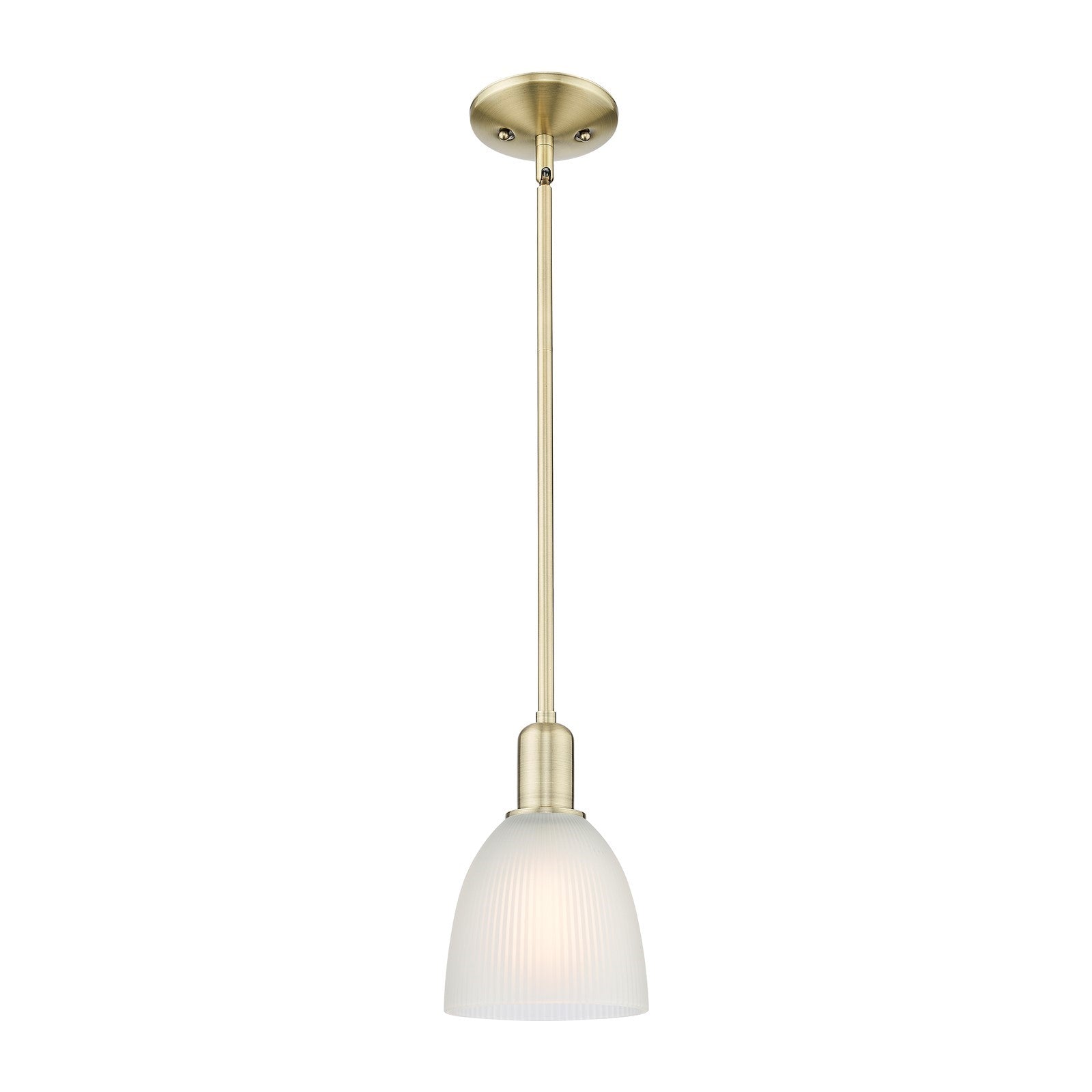 Innovations Castile 6in 1-Light Mini Pendant | Industrial Antique Brass Steel and White Glass | Kitchen Island & Dining Room | 6 x | Model 716-1S-AB-G381