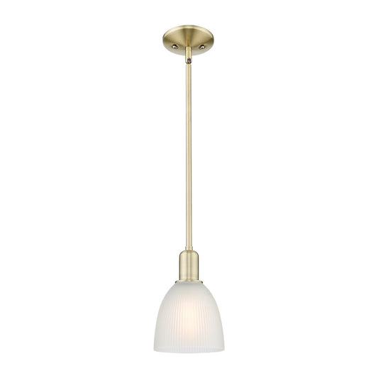 Innovations Castile 6in 1-Light Mini Pendant | Industrial Antique Brass Steel and White Glass | Kitchen Island & Dining Room | 6 x | Model 716-1S-AB-G381