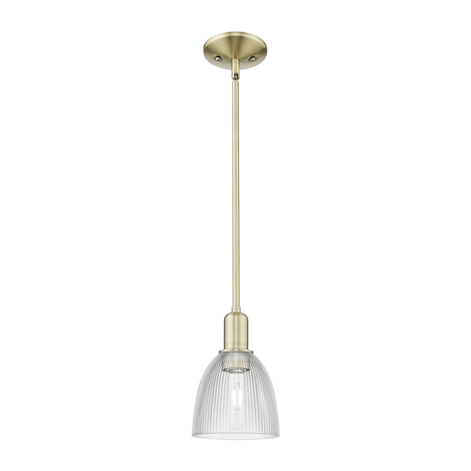 Innovations Castile 6in 1-Light Mini Pendant | Industrial Antique Brass and Clear Glass | Kitchen Island & Breakfast Bar | 6 x 6 x | Model 716-1S-AB-G382
