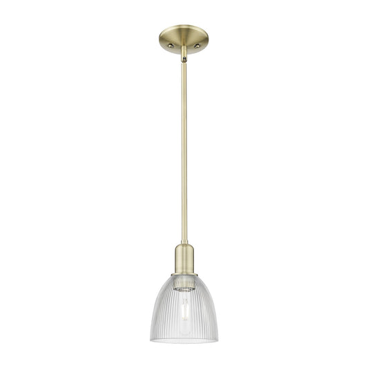 Innovations Castile 6in 1-Light Mini Pendant | Industrial Antique Brass and Clear Glass | Kitchen Island & Breakfast Bar | 6 x 6 x | Model 716-1S-AB-G382