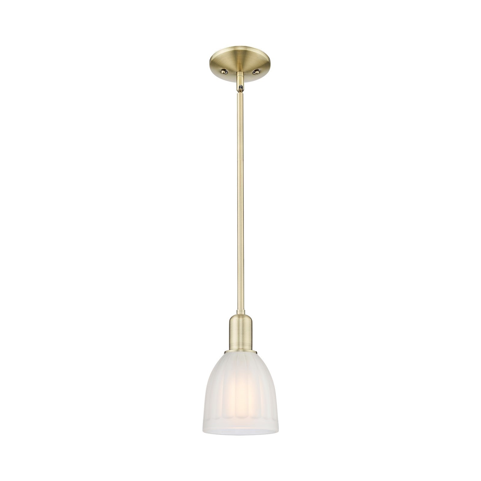 Innovations Brookfield 6in 1-Light Mini Pendant | Industrial Antique Brass and White Frosted Ribbed Glass | Kitchen Island & Dining | Model 716-1S-AB-G441