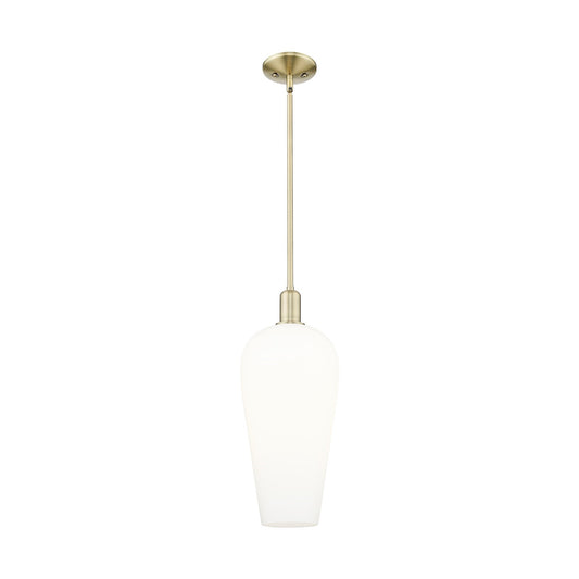 Innovations Chelsea 8in 1-Light Mini Pendant | Industrial Antique Brass and White Glass | Kitchen Island & Dining Room | 8 x 8 | Model 716-1S-AB-G456-8WH