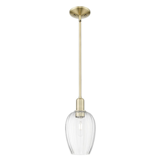 Innovations Preston 1Lt 6" Flute Stem Mini Pendant, AB/CL - 716-1S-AB-G457-6CL