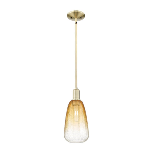 Innovations Brookhaven Almond 6in 1-Light Mini Pendant | Industrial Antique Brass and Amber Glass | Kitchen Island & Dining | Model 716-1S-AB-G480-6AM