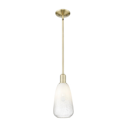 Innovations Brookhaven Almond 6in 1-Light Mini Pendant | Industrial Antique Brass Steel and Opal Glass | Kitchen Island & | Model 716-1S-AB-G480-6OP