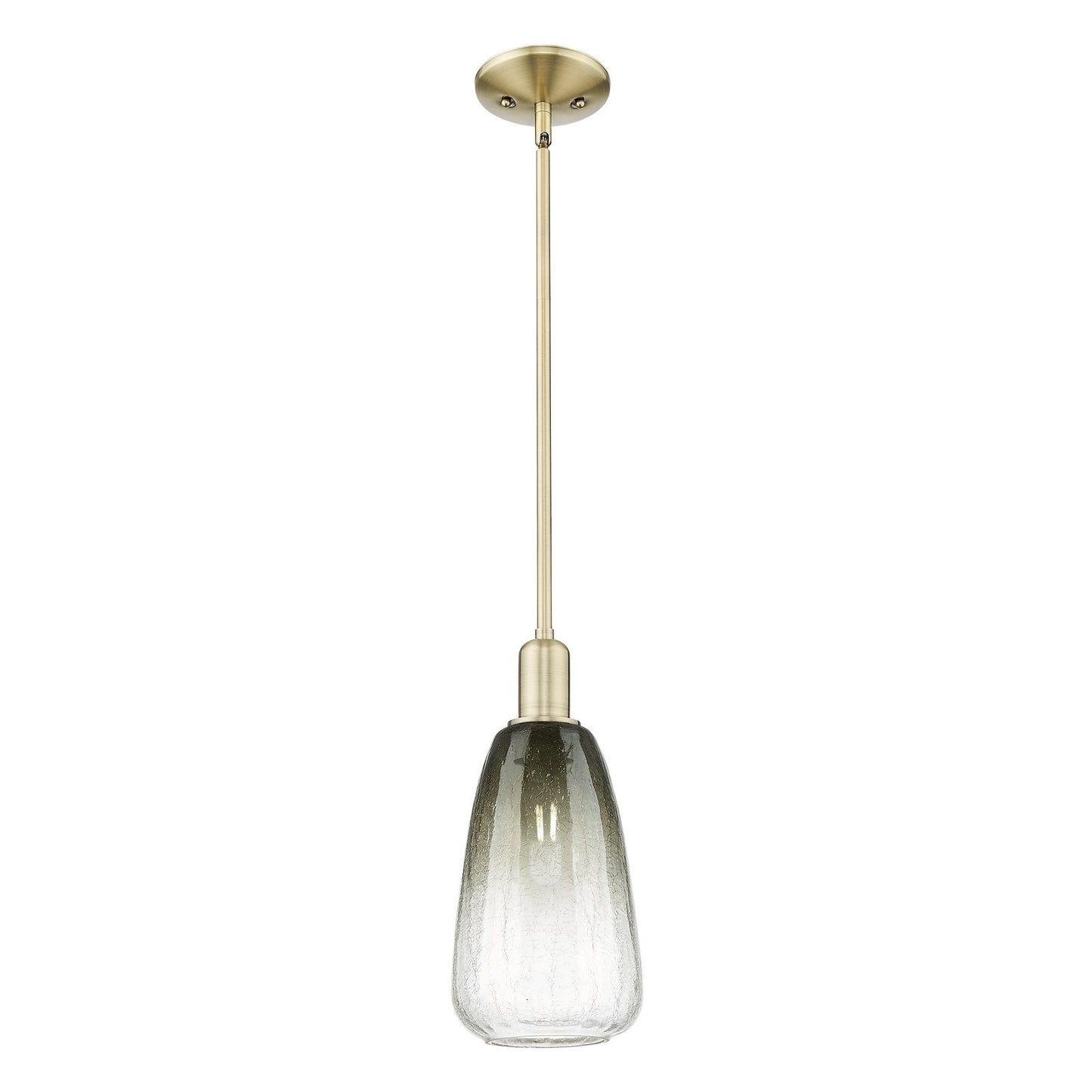 Innovations Brookhaven Almond 6in 1-Light Mini Pendant | Industrial Antique Brass Steel and Slate Glass | Kitchen Island & | Model 716-1S-AB-G480-6SL