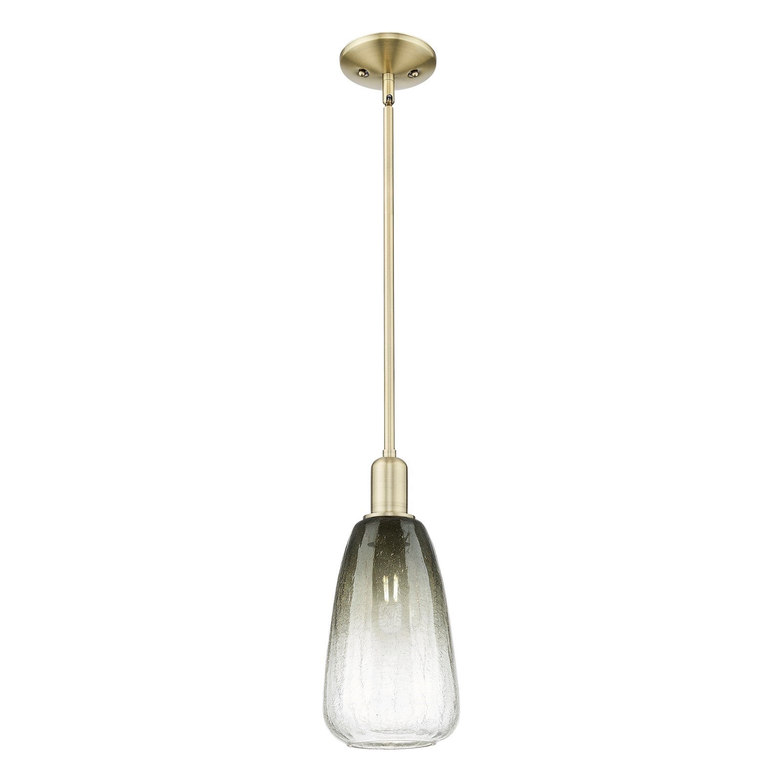Innovations Brookhaven Almond 6in 1-Light Mini Pendant | Industrial Antique Brass Steel and Slate Glass | Kitchen Island & | Model 716-1S-AB-G480-6SL