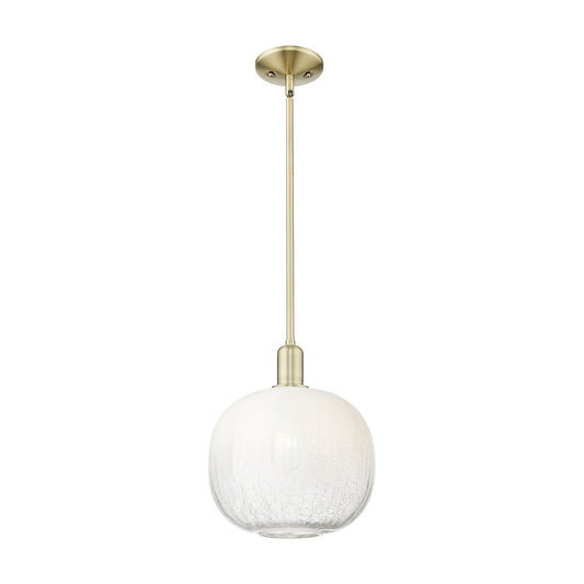 Innovations Brookhaven Sphere 10.5in 1-Light Mini Pendant | Industrial Antique Brass Steel and Opal Glass | Kitchen Island & | Model 716-1S-AB-G481-10OP