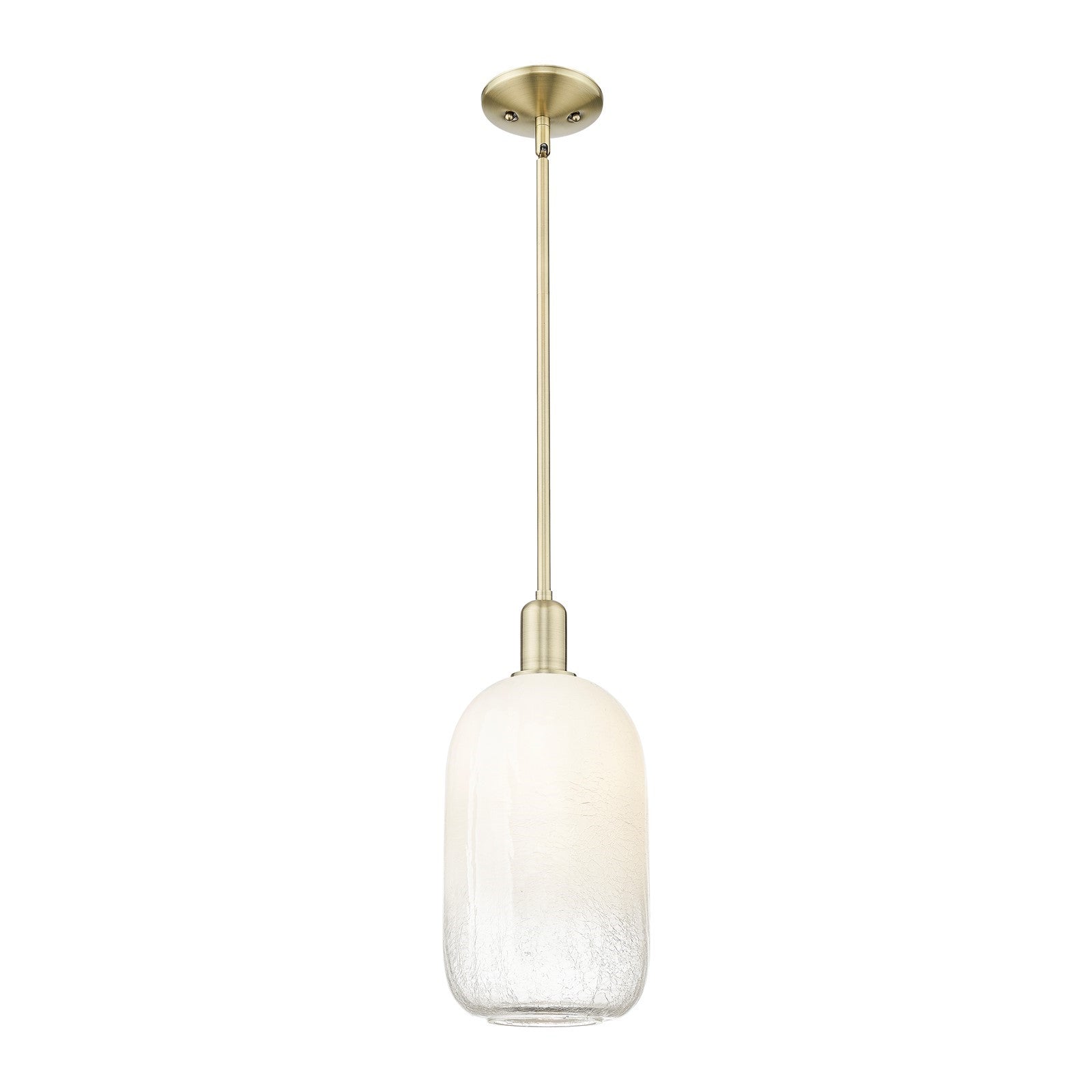 Innovations Brookhaven Cloche 7in 1-Light Mini Pendant | Industrial Antique Brass Steel and Opal Glass | Kitchen Island | 7 x 7 | Model 716-1S-AB-G482-7OP