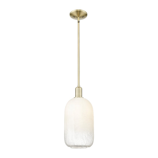 Innovations Brookhaven Cloche 7in 1-Light Mini Pendant | Industrial Antique Brass Steel and Opal Glass | Kitchen Island | 7 x 7 | Model 716-1S-AB-G482-7OP