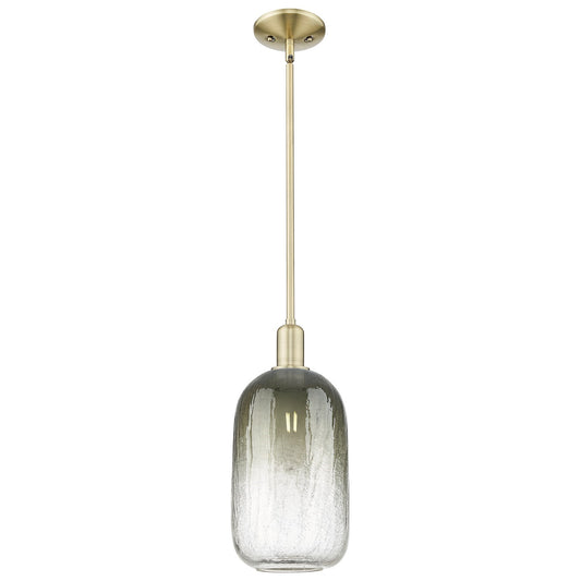 Innovations Brookhaven Cloche 7in 1-Light Mini Pendant | Industrial Antique Brass Steel and Slate Glass | Kitchen Island & | Model 716-1S-AB-G482-7SL