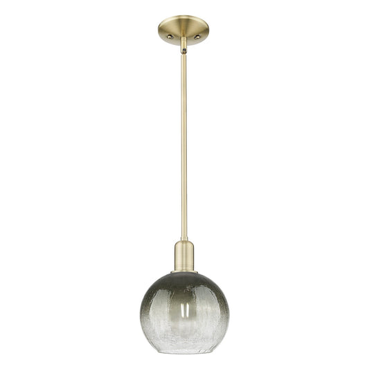 Innovations Brookhaven Globe 7.88in 1-Light Mini Pendant | Industrial Antique Brass Steel and Slate Glass | Kitchen Island & | Model 716-1S-AB-G483-8SL