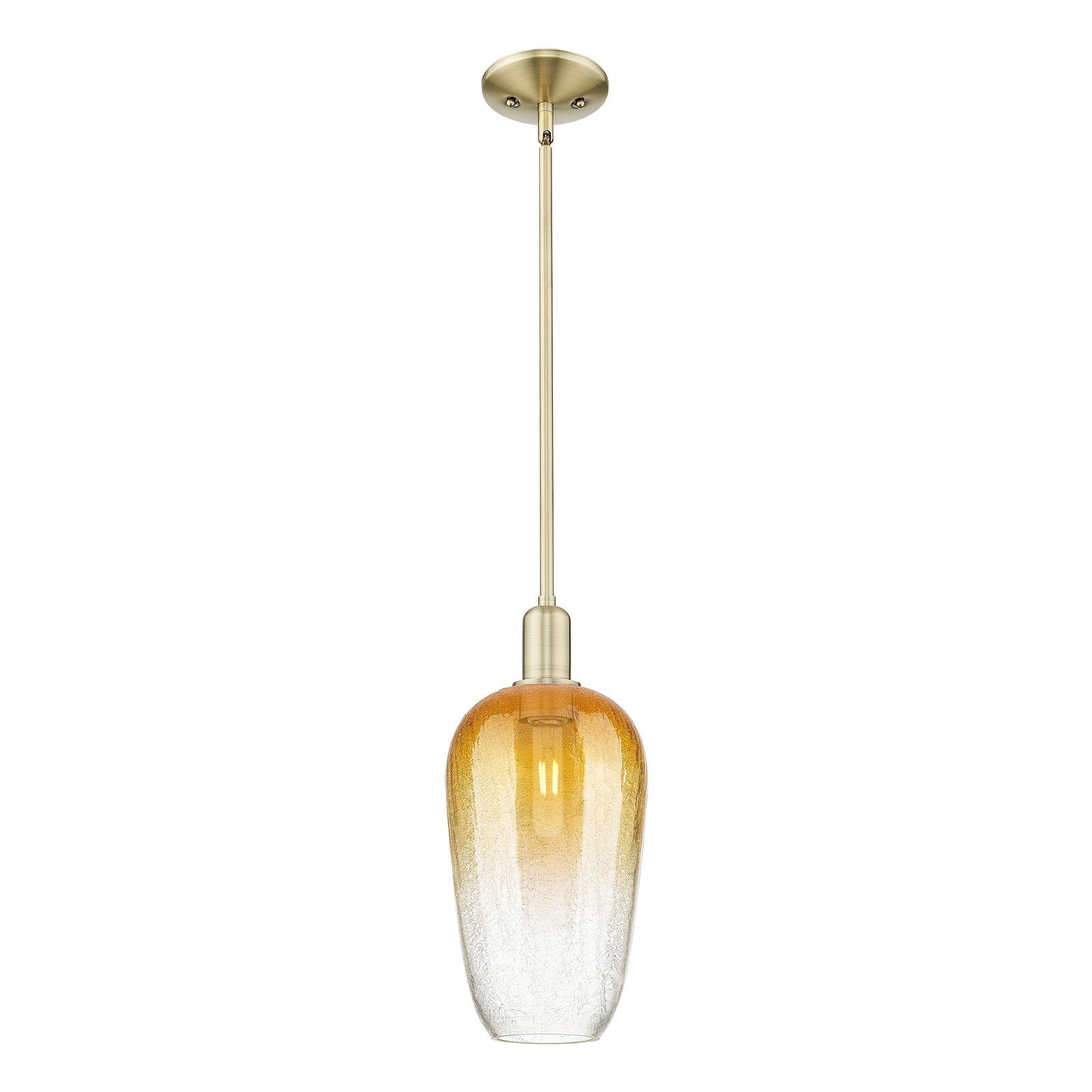 Innovations Brookhaven Flute 7in 1-Light Mini Pendant | Industrial Antique Brass and Amber Glass | Kitchen Island & Dining Room | Model 716-1S-AB-G484-7AM