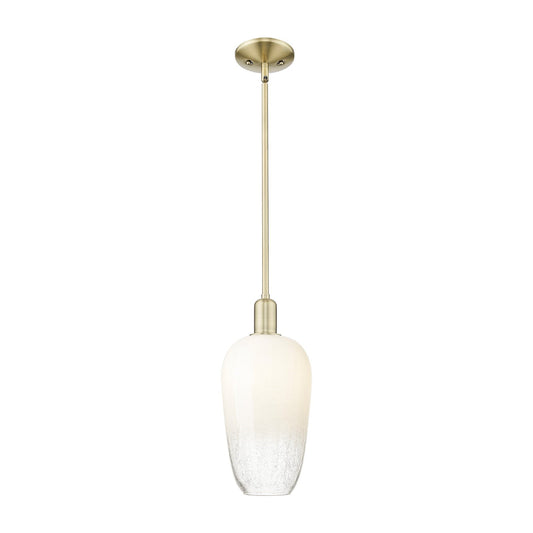 Innovations Brookhaven Flute 7in 1-Light Mini Pendant | Industrial Antique Brass Steel and Opal Glass | Kitchen Island & Dining | Model 716-1S-AB-G484-7OP