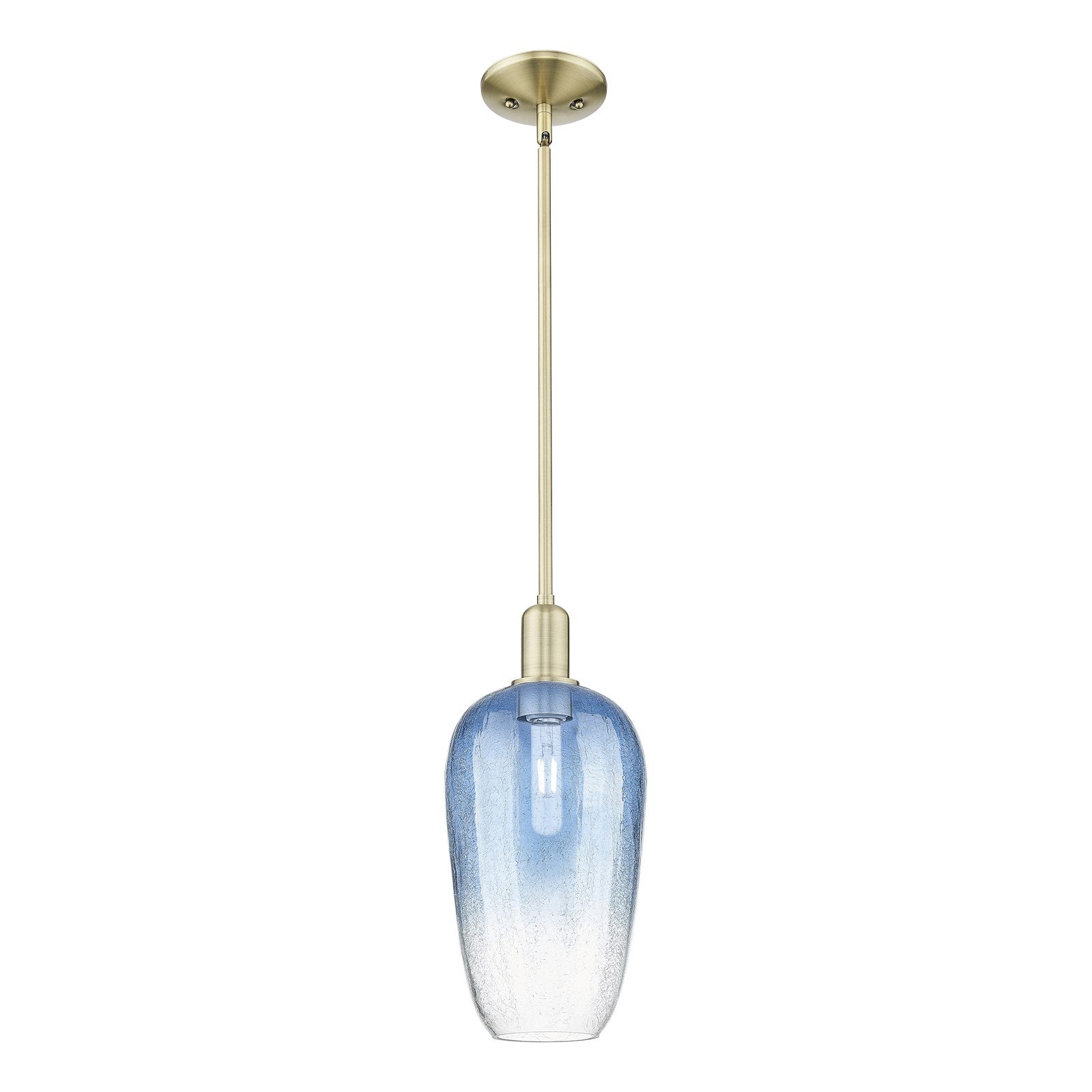 Innovations Brookhaven Flute 7in 1-Light Mini Pendant | Industrial Antique Brass Steel and Sapphire Blue Glass | Kitchen Island | Model 716-1S-AB-G484-7SB