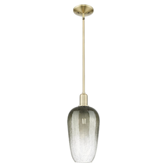 Innovations Brookhaven Flute 7in 1-Light Mini Pendant | Industrial Antique Brass and Slate Glass | Kitchen Island & Dining Room | Model 716-1S-AB-G484-7SL