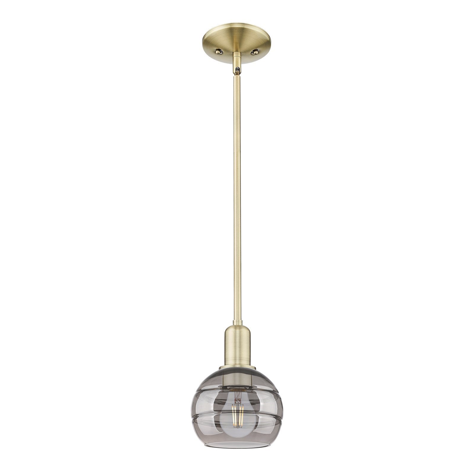 Innovations Rochester 6in 1-Light Mini Pendant | Industrial Antique Brass and Light Smoke Glass | Kitchen Island & Dining Room | Model 716-1S-AB-G556-6SM
