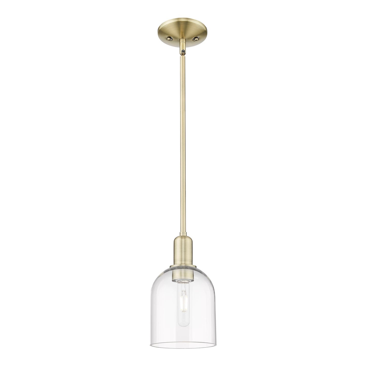 Innovations Bella 6in 1-Light Mini Pendant | Industrial Antique Brass and Clear Glass | Kitchen Island & Dining Room | 5.5 x | Model 716-1S-AB-G558-6CL