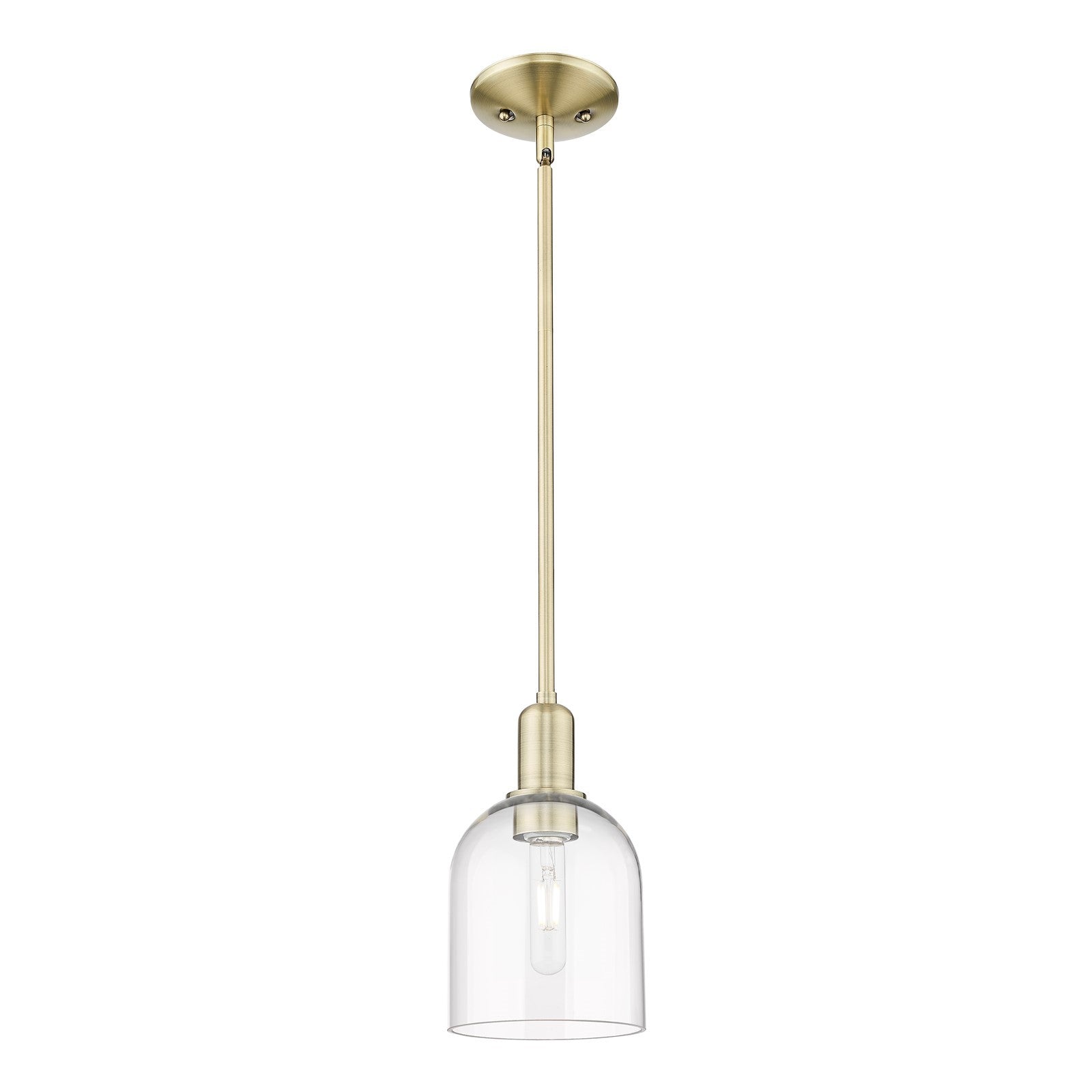 Innovations Bella 6in 1-Light Mini Pendant | Industrial Antique Brass and Clear Glass | Kitchen Island & Dining Room | 5.5 x | Model 716-1S-AB-G558-6CL