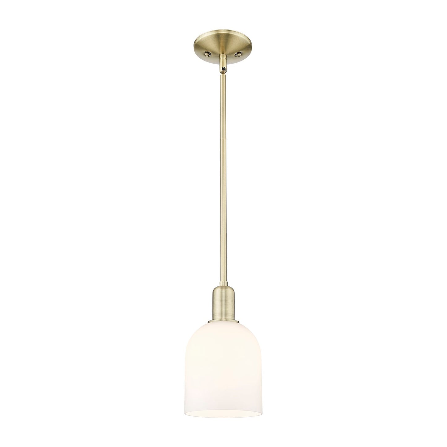 Innovations Bella 6in 1-Light Mini Pendant | Industrial Antique Brass and White Glass | Kitchen Island & Dining Room | 5.5 x | Model 716-1S-AB-G558-6GWH