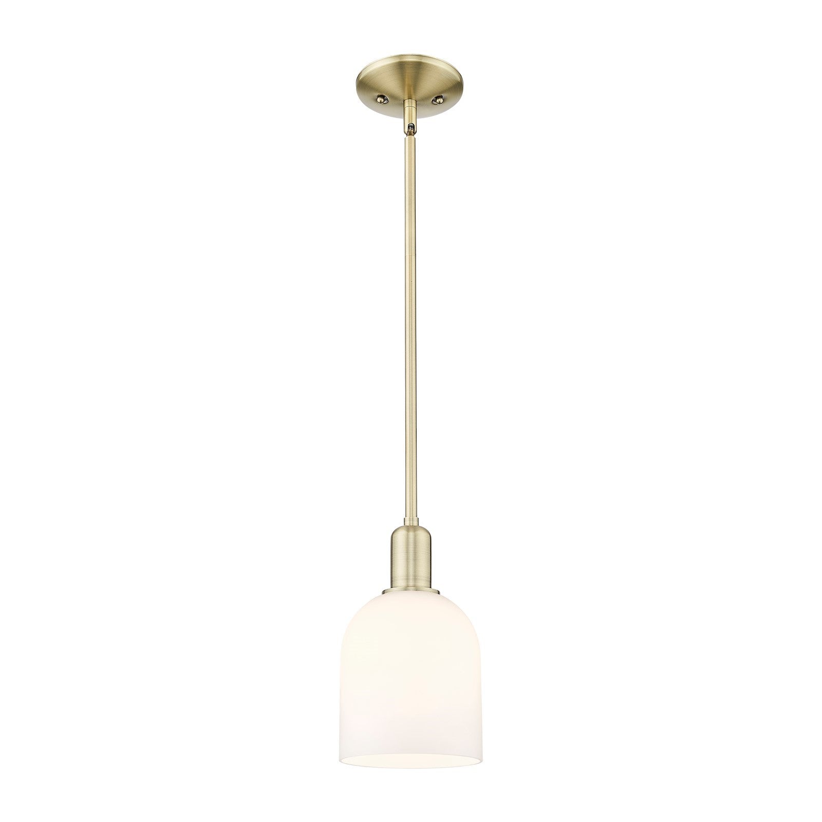 Innovations Bella 6in 1-Light Mini Pendant | Industrial Antique Brass and White Glass | Kitchen Island & Dining Room | 5.5 x | Model 716-1S-AB-G558-6GWH