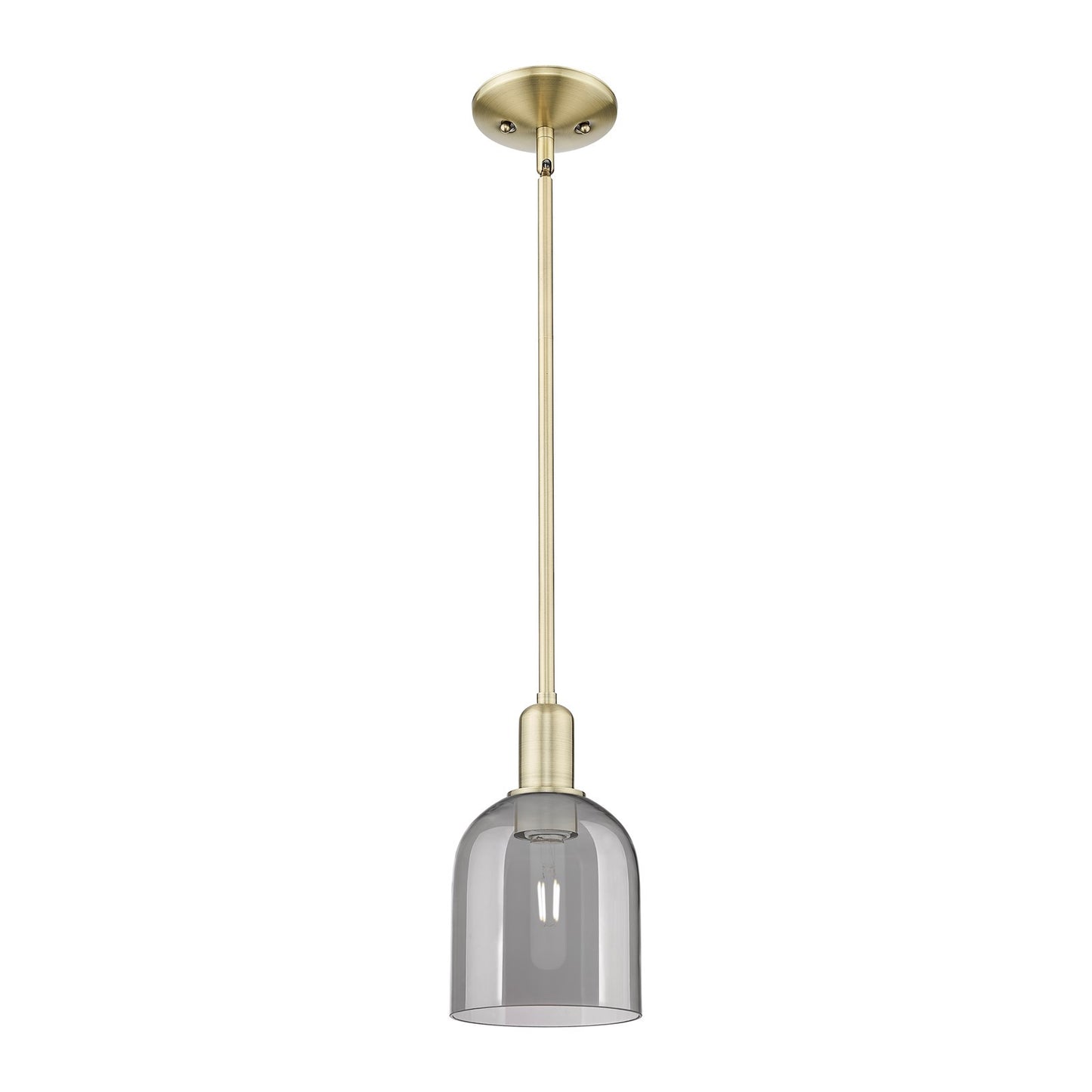 Innovations Bella 6in 1-Light Mini Pendant | Industrial Antique Brass Steel and Light Smoke Glass | Kitchen Island & Dining | Model 716-1S-AB-G558-6SM