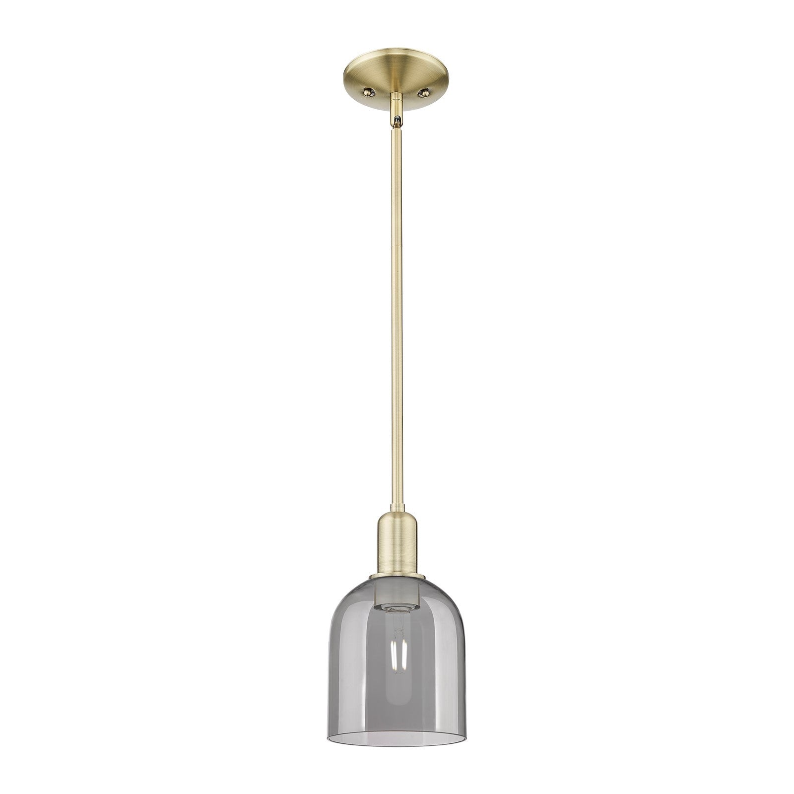 Innovations Bella 6in 1-Light Mini Pendant | Industrial Antique Brass Steel and Light Smoke Glass | Kitchen Island & Dining | Model 716-1S-AB-G558-6SM