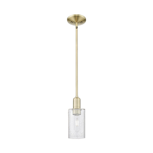 Innovations Clymer 4in 1-Light Mini Pendant | Industrial Antique Brass Steel and Seedy Glass | Kitchen Island & Dining Room | 3.88 | Model 716-1S-AB-G804