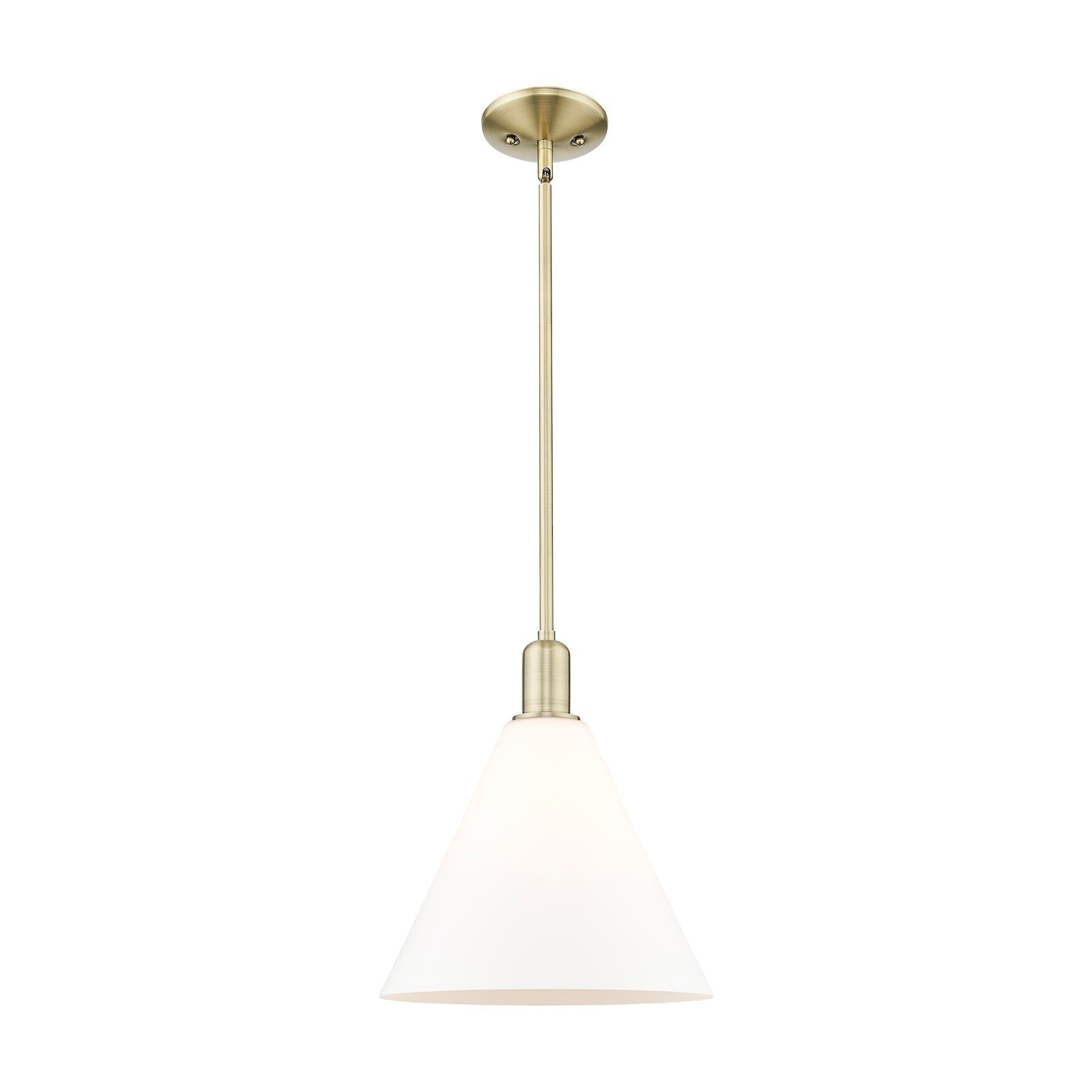 Innovations Berkshire Glass 12in 1-Light Mini Pendant | Industrial Antique Brass Steel and Matte White Glass | Kitchen Island & | Model 716-1S-AB-GBC-121