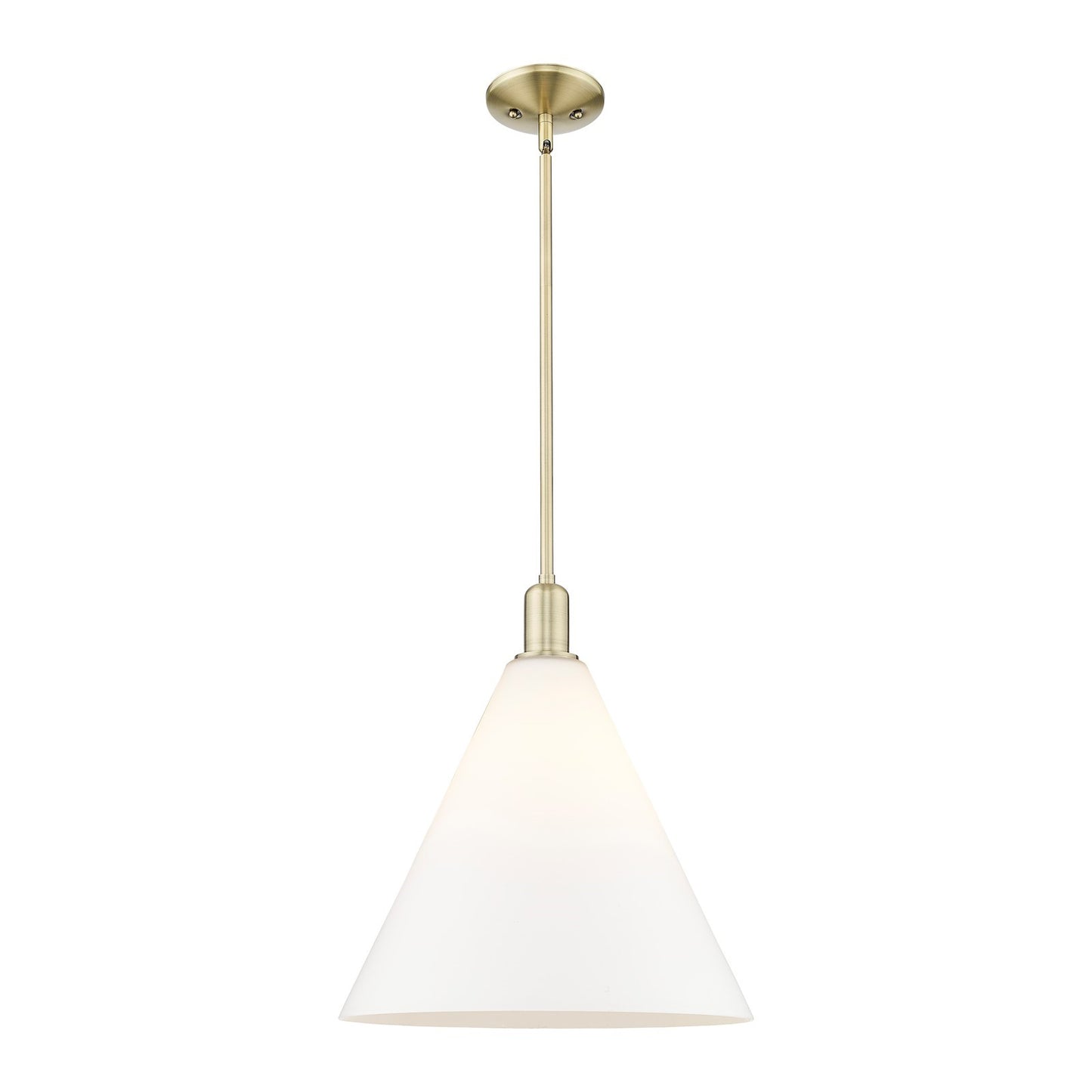 Innovations Berkshire Glass 16in 1-Light Mini Pendant | Industrial Antique Brass Steel and Matte White Glass | Kitchen Island & | Model 716-1S-AB-GBC-161